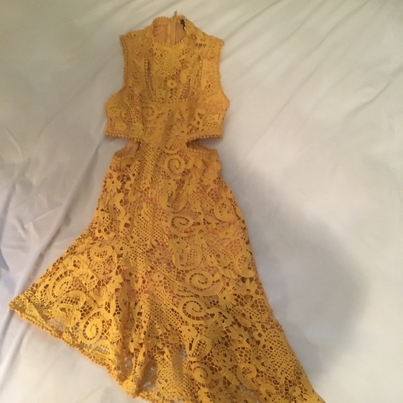 Fashion Nova Assymetrical Yellow Dress - Picture 6 of 6